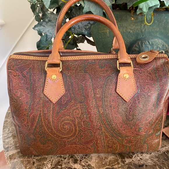 Etro Milano VINTAGE Made in Italy paisley purse EUC w/luggage tag, key & lock - Picture 6 of 16